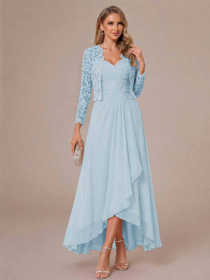 A-Line/Princess Sweetheart Sleeveless Asymmetrical Mother of the Bride Dresses with Appliques &amp; Jacket