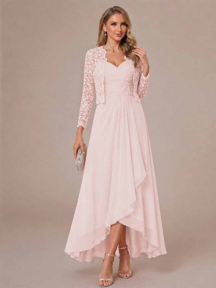A-Line/Princess Sweetheart Sleeveless Asymmetrical Mother of the Bride Dresses with Appliques &amp; Jacket