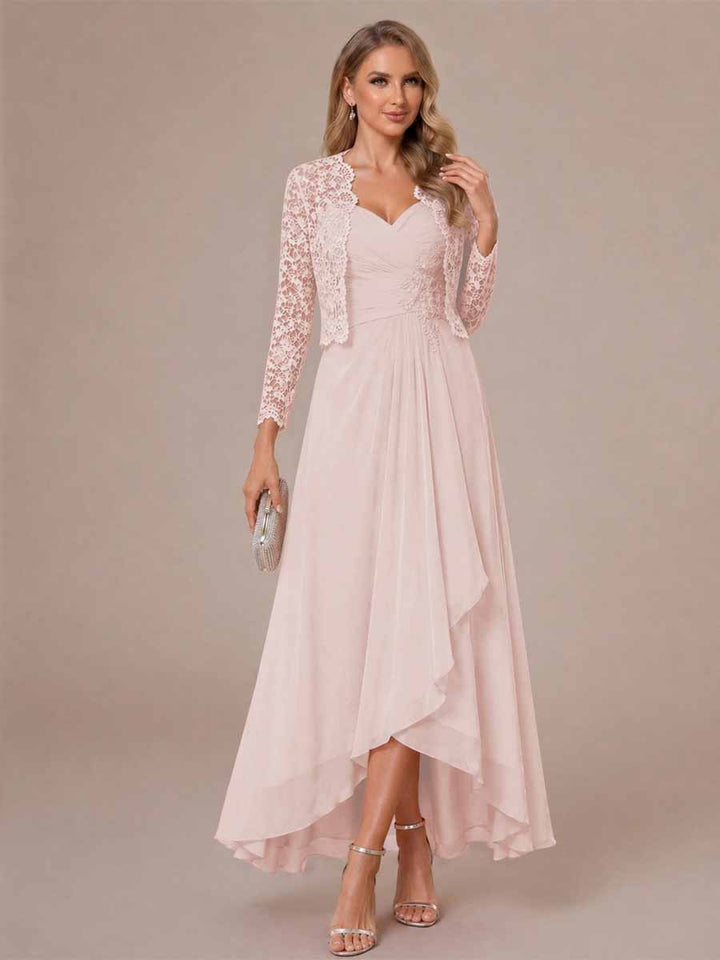 A-Line/Princess Sweetheart Sleeveless Asymmetrical Mother of the Bride Dresses with Appliques &amp; Jacket