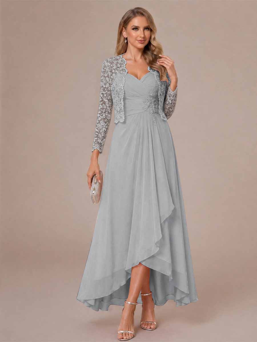 A-Line/Princess Sweetheart Sleeveless Asymmetrical Mother of the Bride Dresses with Appliques &amp; Jacket