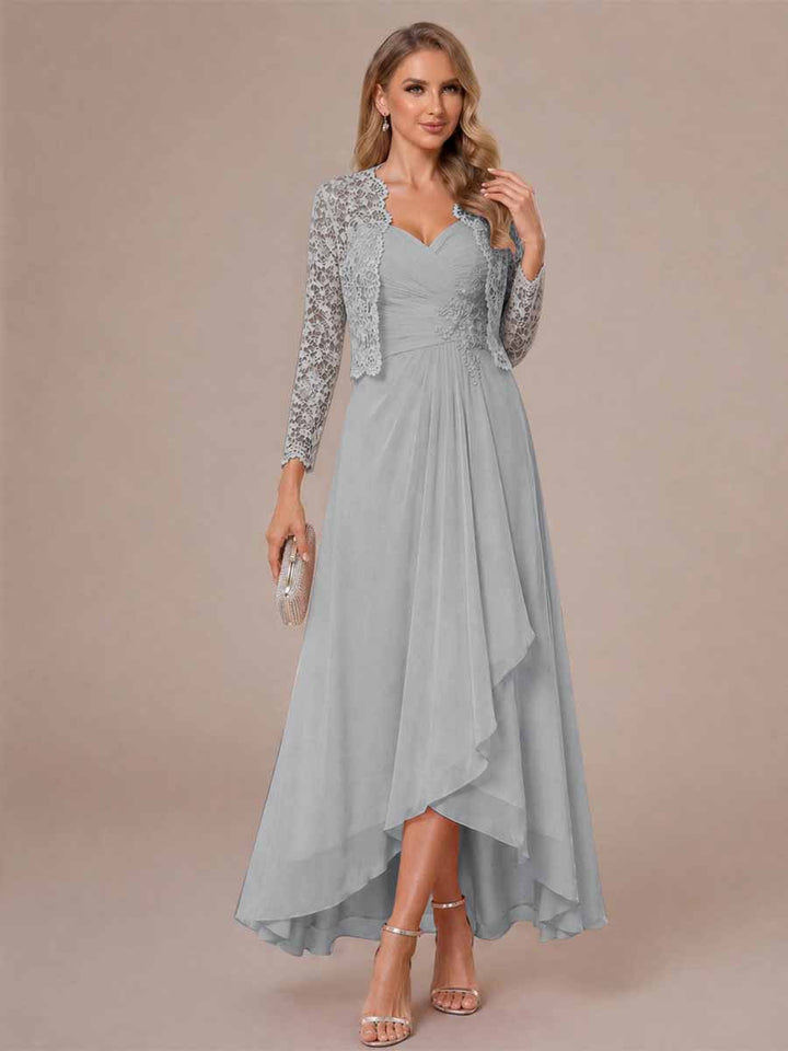 A-Line/Princess Sweetheart Sleeveless Asymmetrical Mother of the Bride Dresses with Appliques &amp; Jacket