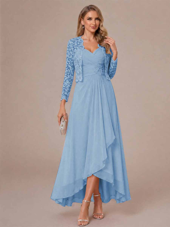 A-Line/Princess Sweetheart Sleeveless Asymmetrical Mother of the Bride Dresses with Appliques &amp; Jacket
