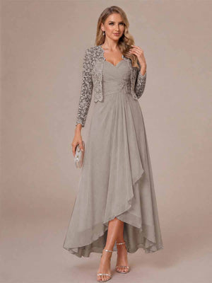 A-Line/Princess Sweetheart Sleeveless Asymmetrical Mother of the Bride Dresses with Appliques & Jacket
