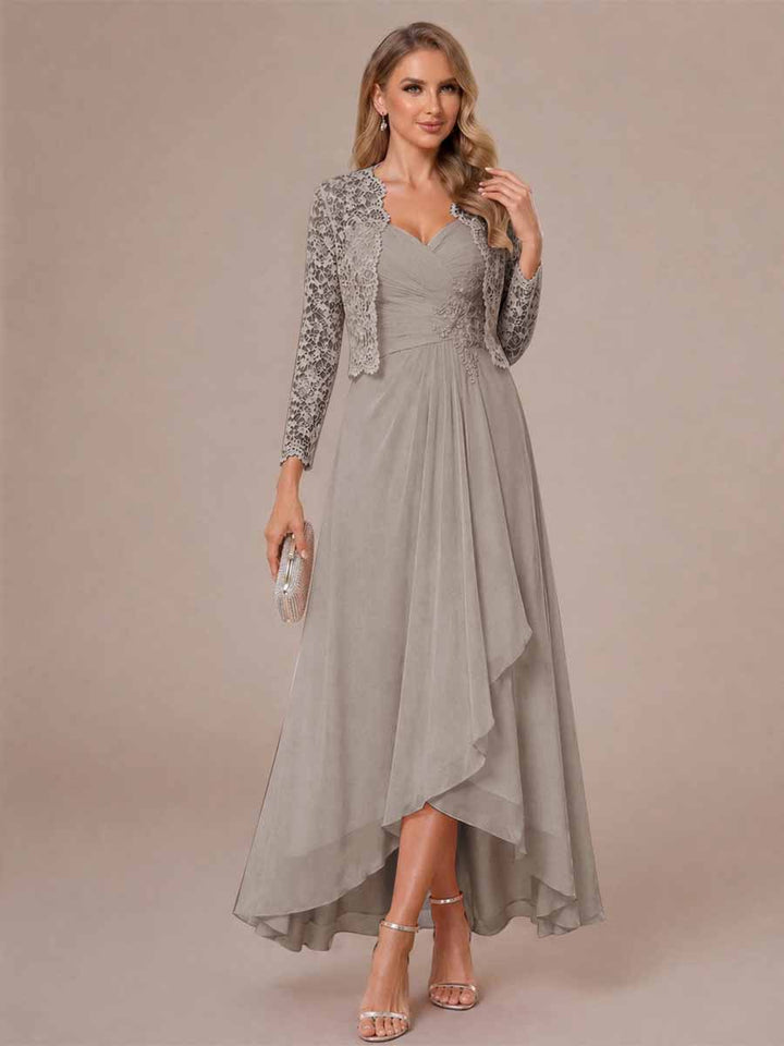 A-Line/Princess Sweetheart Sleeveless Asymmetrical Mother of the Bride Dresses with Appliques &amp; Jacket