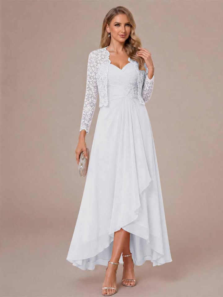 A-Line/Princess Sweetheart Sleeveless Asymmetrical Mother of the Bride Dresses with Appliques &amp; Jacket