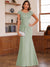 Trumpet/Mermaid Scoop Short Sleeves Chiffon Mother of the Bride Dresses with Applique