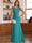 Trumpet/Mermaid Scoop Short Sleeves Chiffon Mother of the Bride Dresses with Applique