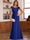 Trumpet/Mermaid Scoop Short Sleeves Chiffon Mother of the Bride Dresses with Applique