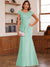 Trumpet/Mermaid Scoop Short Sleeves Chiffon Mother of the Bride Dresses with Applique