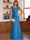 Trumpet/Mermaid Scoop Short Sleeves Chiffon Mother of the Bride Dresses with Applique