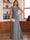 Trumpet/Mermaid Scoop Short Sleeves Chiffon Mother of the Bride Dresses with Applique