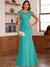 Trumpet/Mermaid Scoop Short Sleeves Chiffon Mother of the Bride Dresses with Applique