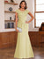 Trumpet/Mermaid Scoop Short Sleeves Chiffon Mother of the Bride Dresses with Applique