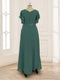 A-Line/Princess V-Neck Short Sleeves Appliques Ruched Mother of the Bride Dresses