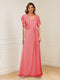 A-Line/Princess V-Neck Short Sleeves Appliques Ruched Mother of the Bride Dresses