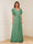 A-Line/Princess V-Neck Short Sleeves Appliques Ruched Mother of the Bride Dresses