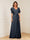 A-Line/Princess V-Neck Short Sleeves Appliques Ruched Mother of the Bride Dresses