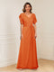 A-Line/Princess V-Neck Short Sleeves Appliques Ruched Mother of the Bride Dresses