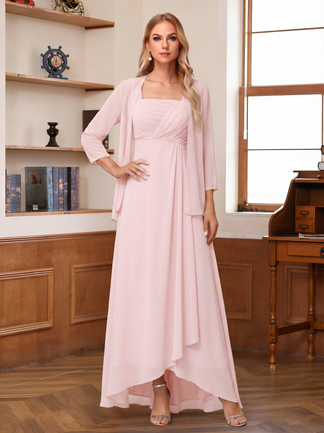 A-Line/Princess Asymmetrical Sleeveless Mother of the Bride Dresses With Ruffles &amp; Jacket