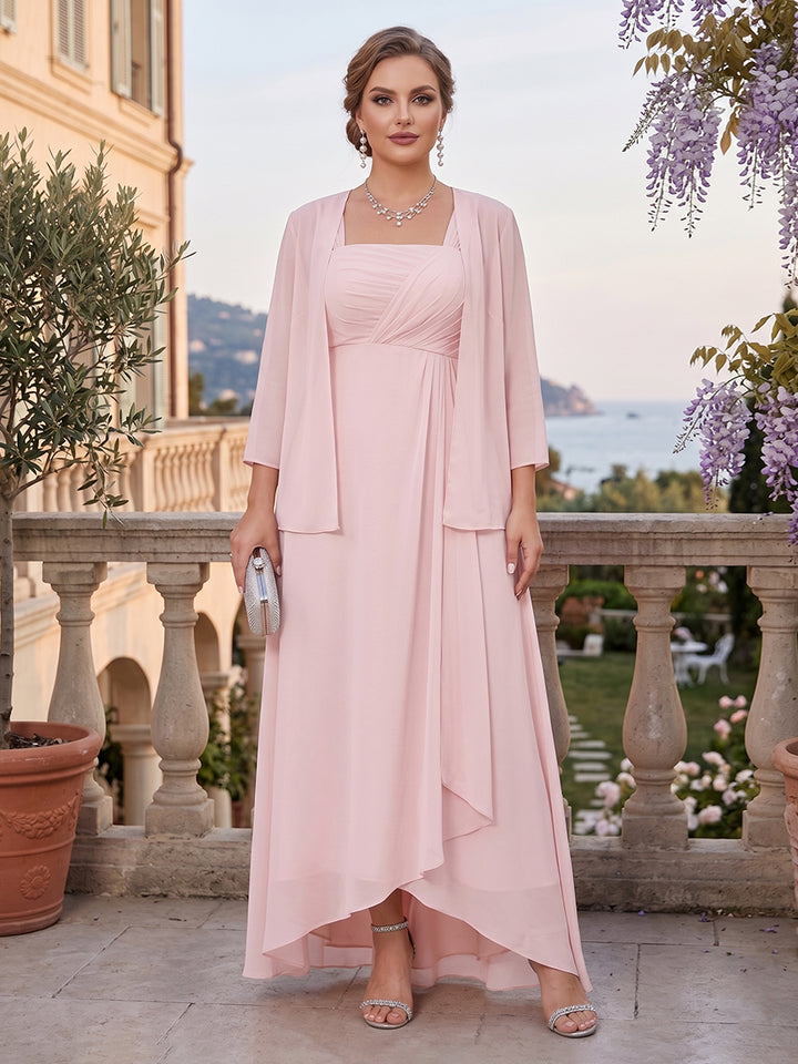 A-Line/Princess Asymmetrical Sleeveless Plus Size Mother of the Bride Dresses With Ruffles &amp; Jacket