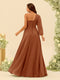 A-Line/Princess One-Shoulder Long Bridesmaid Dresses with Split Side