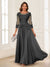 A-Line/Princess Scoop 3/4 Sleeves Chiffon Mother of the Bride Dresses with Applique
