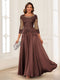 A-Line/Princess Scoop 3/4 Sleeves Chiffon Mother of the Bride Dresses with Applique