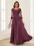 A-Line/Princess Scoop 3/4 Sleeves Chiffon Mother of the Bride Dresses with Applique