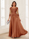 A-Line/Princess Scoop 3/4 Sleeves Chiffon Mother of the Bride Dresses with Applique