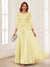 A-Line/Princess Scoop 3/4 Sleeves Chiffon Mother of the Bride Dresses with Applique