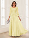 A-Line/Princess Scoop 3/4 Sleeves Chiffon Mother of the Bride Dresses with Applique