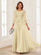 A-Line/Princess Scoop 3/4 Sleeves Chiffon Mother of the Bride Dresses with Applique