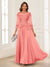 A-Line/Princess Scoop 3/4 Sleeves Chiffon Mother of the Bride Dresses with Applique