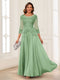 A-Line/Princess Scoop 3/4 Sleeves Chiffon Mother of the Bride Dresses with Applique