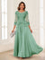 A-Line/Princess Scoop 3/4 Sleeves Chiffon Mother of the Bride Dresses with Applique