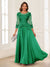 A-Line/Princess Scoop 3/4 Sleeves Chiffon Mother of the Bride Dresses with Applique