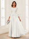 A-Line/Princess Scoop 3/4 Sleeves Chiffon Mother of the Bride Dresses with Applique
