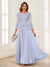 A-Line/Princess Scoop 3/4 Sleeves Chiffon Mother of the Bride Dresses with Applique