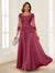 A-Line/Princess Scoop 3/4 Sleeves Chiffon Mother of the Bride Dresses with Applique