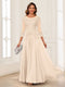 A-Line/Princess Scoop 3/4 Sleeves Chiffon Mother of the Bride Dresses with Applique