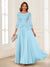 A-Line/Princess Scoop 3/4 Sleeves Chiffon Mother of the Bride Dresses with Applique