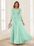 A-Line/Princess Scoop 3/4 Sleeves Chiffon Mother of the Bride Dresses with Applique