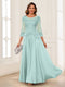 A-Line/Princess Scoop 3/4 Sleeves Chiffon Mother of the Bride Dresses with Applique