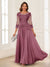 A-Line/Princess Scoop 3/4 Sleeves Chiffon Mother of the Bride Dresses with Applique