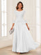 A-Line/Princess Scoop 3/4 Sleeves Chiffon Mother of the Bride Dresses with Applique
