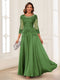 A-Line/Princess Scoop 3/4 Sleeves Chiffon Mother of the Bride Dresses with Applique