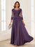 A-Line/Princess Scoop 3/4 Sleeves Chiffon Mother of the Bride Dresses with Applique