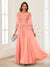 A-Line/Princess Scoop 3/4 Sleeves Chiffon Mother of the Bride Dresses with Applique