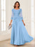 A-Line/Princess Scoop 3/4 Sleeves Chiffon Mother of the Bride Dresses with Applique