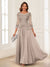 A-Line/Princess Scoop 3/4 Sleeves Chiffon Mother of the Bride Dresses with Applique